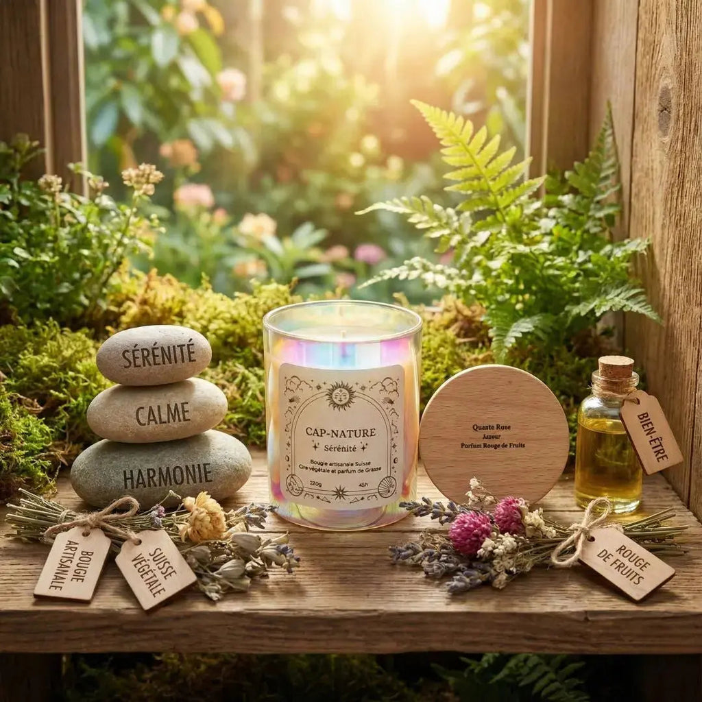 Bougie Protection, bois de santal et tourmaline noire, Cap-Nature