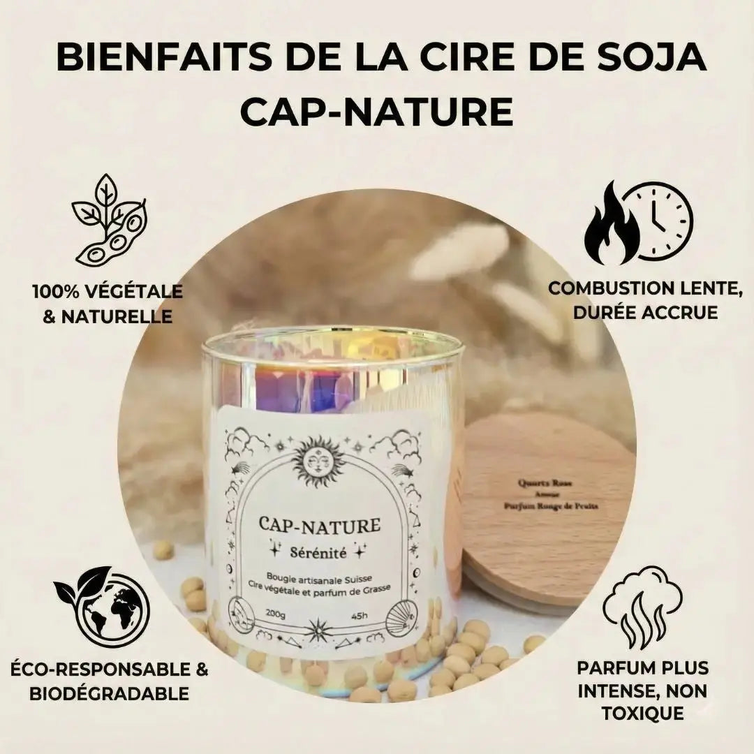 Bougie Protection, bois de santal et tourmaline noire, Cap-Nature